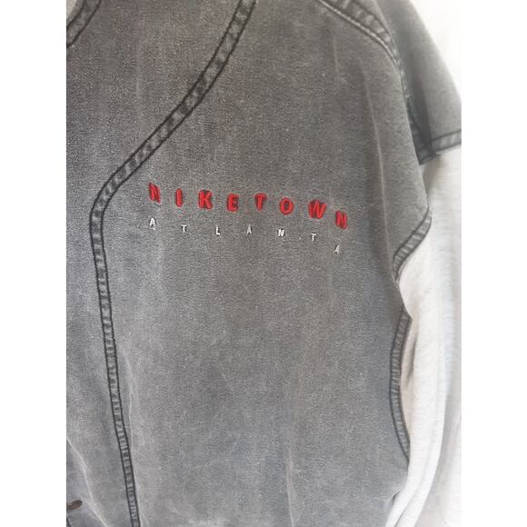 Vintage Nike Niketown Atlanta Denim Hoodie Jacket Size L - Picture 2 of 8